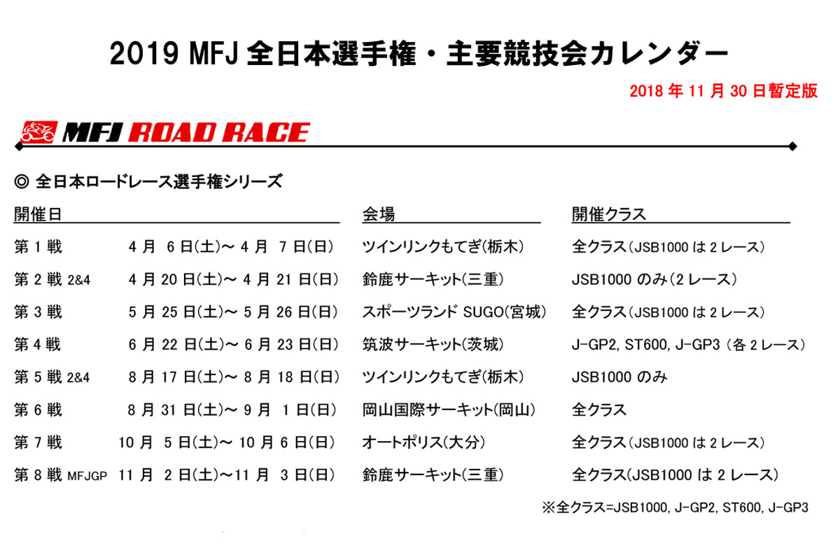 全日本ロードのみカレンダー